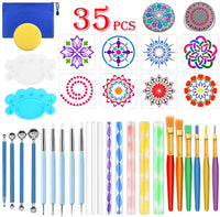 HarrierWing - Kit de 35 piezas de mandala para pintar piedras y dibujar puntos - Arteztik
