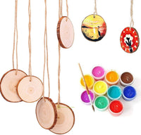 Ticiosh - Juego de 35 rebanadas de madera natural para manualidades (2.8 – 3.1 pulgadas), diseño de madera sin terminar con agujeros para manualidades, decoración de boda, adornos de Navidad, rebanadas de madera - Arteztik
