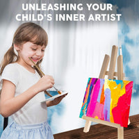 glokers Kids Painting Supplies Set - Arts Set with Acrylic Paints, Easel, Paintbrushes, Canvases, Palettes, Smock & Travel Storage Bag - Premium Children's Arts & Crafts Supplies - Arteztik
