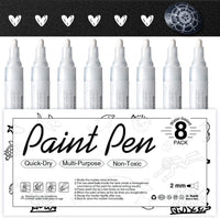 Rotuladores acrílicos para pintura de piedras, cerámica, copas de vino, madera, tela, lienzo, metal, tazas, suministros para manualidades, álbumes de recortes, tarjetas, 8 unidades, Negro - Arteztik
