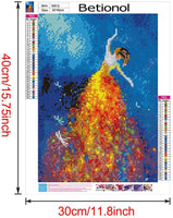 Betionol Kit de pintura de diamantes 5D para niños y adultos, pintura de punto de cruz, perforación completa, kit de pintura de diamantes de imitación de cristal, por números, niña bailando con estrellas, 12 x 16 pulgadas - Arteztik
