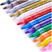 Rotuladores de pintura para pintura de roca, resistentes al agua, de secado rápido, punta de 0.079 in, para tazas de cristal de cerámica de piedra plana, para hacer manualidades de madera, acrílico, juego de 12 colores (12) - Arteztik

