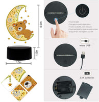 Lámpara LED de pintura de diamante, DIY con forma especial de cuentas de pintura de diamante con diseño de cruz LED de luz de noche de punto de cruz, kit de mosaico para decoración del hogar, regalos de adultos y niños (oso) - Arteztik
