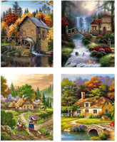 Kit de pintura de diamante 5D con perforación completa, paisaje campestre, pintura de bordado con diamantes de imitación, arte para decoración de pared del hogar, 12 x 16 pulgadas - Arteztik
