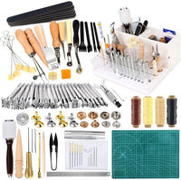 Leather Working Tools Kit - Leathercraft Kit Include Leather Tool Holder, Leather Rivets and Snaps Set, Leather Stamping Tools, Leather Crafting Tools Kit for Beginners to Professionals - Arteztik
