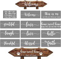 12 pcs Welcome Stencils for Painting on Wood Home Sign Stencils Reusable Letter Stencils for Painting on Wood Comes with Stencil-Sunflower,Dog Paw Stencil and orther Pattern - Arteztik
