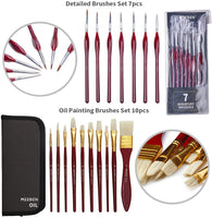 MEEDEN Juego de 46 piezas de pintura al óleo profesional con caja de caballete de mesa de madera, juego de pinceles con limpiador de pinceles de acero inoxidable, taza de paleta, paneles de lona y otros suministros de pintura
