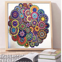 Pintura de diamante 5D con forma especial de diamante de imitación, flor de mandala, diamante parcial, juego de pintura de diamante Hibah - Arteztik
