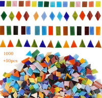 Lanyani 1050 piezas de azulejos de mosaico de vidrio de formas mixtas para manualidades, piezas de vidrieras coloridas para proyectos de mosaico - Arteztik
