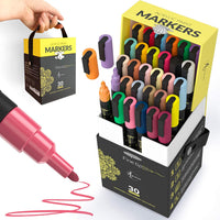 Bolígrafos de pintura para pintura de roca, piedra, cerámica, vidrio, madera, lienzo. Suministros de manualidades para manualidades, juego de 30 rotuladores de pintura acrílica. Punta fina de 0.039 in. - Arteztik
