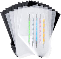 100 hojas de papel blanco de calco, 100 hojas de papel de transferencia de carbono y 5 piezas de esferas para grabar madera, manualidades, papel, lienzo y otras superficies de arte - Arteztik
