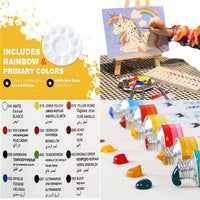 Kaorary - Juego de pintura infantil para niñas, incluye 1 bolsa de almacenamiento, 12 pinturas lavables, 1 caballete de pintura libre de arañazos, 6 lienzos, 6 pinceles de pintura, 1 paleta y 1 delantal impermeable - Arteztik
