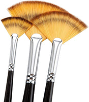 Juego de pinceles de pintura, juego de pinceles para abanico de artistas, brochas de madera largas para pintura, juego de pinceles para pintura al óleo, pintura acrílica, 3 piezas - Arteztik

