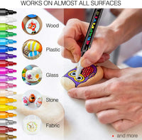 Emooqi - Juego de 18 rotuladores de pintura acrílicos para rocas, manualidades, cerámica, vidrio, madera, tela, lienzo, suministros para manualidades - Arteztik
