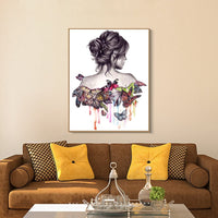 Geboor - Kit de pintura al óleo con pinceles, pintura por número, para adultos, mariposa, belleza, niña, decoración, 15.7 x 19.7 in - Arteztik

