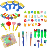 Lumsburry 59 esponjas de aprendizaje temprano para niños, kit de mini pinceles de pintura con 26 alfabetos ingleses, herramientas de dibujo (con delantal y caja) - Arteztik
