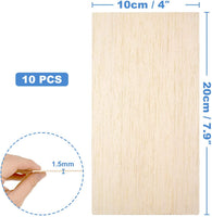 Paquete de 10 hojas de madera de Balsa, madera natural sin terminar para casa, avión, barco, bricolaje, modelo de placa de madera, proyecto de manualidades 3.937 x 7.874 x 0.059 in - Arteztik
