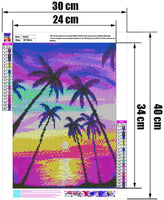 Kit de pintura de diamante 5D por número, pintura de diamante de imitación de cristal, punto de cruz para decoración de pared del hogar, arcoíris y palmera, 11.8 x 15.7 pulgadas - Arteztik
