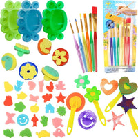 Fycooler - Kit de herramientas de pintura para niños, juego de pintura de aprendizaje temprano, pintura de esponja, paleta de pinceles de hoja, herramientas de dibujo suministros para 3 4 5 6 años de antigüedad preescolar divertido regalo no tóxico para b - Arteztik
