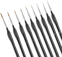 Dylviw - Juego de 9 pinceles de pintura en miniatura con punta fina para acrílico, acuarela, aceite, cara, uñas, escala de pintura de modelo, dibujo de línea - Arteztik
