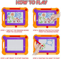 2 unidades de tamaño mediano magnético Doodle tablero de dibujo de juguete para niños y niños pequeños – Colorido grabado magnético borrable un boceto escritura almohadilla de dibujo con pluma mágica regalo clásico para niños niñas fiesta de cumpleaños - Arteztik
