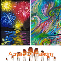 Filbert - Juego de pinceles de pintura, 9 unidades, pinceles profesionales para pintura acrílica de acuarela, pinceles de mango largo, pelo de nailon - Arteztik
