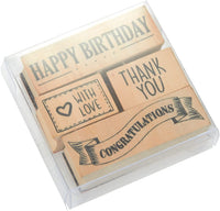 Juego de 4 sellos de goma para hacer tarjetas, manualidades, álbumes de recortes, feliz cumpleaños, gracias, felicitaciones, con amor - Arteztik
