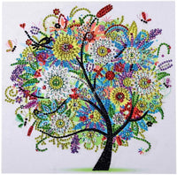 Kits de arte de diamante en forma especial para decoración de pared con bordado de diamante, para pared (11.8 x 11.8 in) (árbol de verano) - Arteztik
