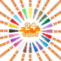 Rotuladores acrílicos para pintura de roca, 24 colores vibrantes para cristal, piedra, madera, tela, metal, cerámica, roca y más, punta extrafina, base de agua, secado rápido, ideal para manualidades - Arteztik
