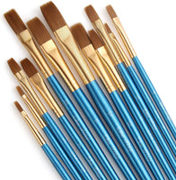 Acrux7 - Juego de pinceles planos para acuarela, aceite, pintura acrílica y manualidades, uñas, pintura facial (bolígrafo azul) - Arteztik
