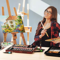 Acrylic Paint Set, 24x12ml/Tube Portable Paint Kit with Premium Paint Brushes, Mixing Knife, Paint Pallet and Sponge, Painting Travel Set Arts Crafts Supplies for Kids Adults - Arteztik
