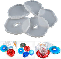 37YIMU 5 unidades de moldes de silicona para posavasos de resina, redondos irregulares de resina epoxi para fundición respetuosos con el medio ambiente, rodajas de ágata sintética, posavasos, decoración del hogar, accesorios de bricolaje - Arteztik
