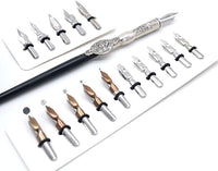 GC QUILL - Juego de bolígrafos de caligrafía de madera con 16 puntas de inmersión, 3 botellas de tinta y 1 soporte para bolígrafo, juego de caligrafía para principiantes - MU-04 - Arteztik
