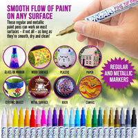 Pintar - Juego de 24 rotuladores de punta fina para pintura de roca, cristal de cerámica, madera, papel, tela y porcelana, resistente al agua, bolígrafo, suministros para manualidades, proyectos de bricolaje - Arteztik

