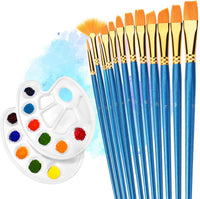 Juego de 12 pinceles de pintura Atmoko con 2 paletas para acuarela, acrílico y pinturas al óleo, perfecto para pintar lienzos, cerámica, arcilla, madera y modelos, gran regalo para niños, artistas - Arteztik

