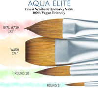 Princeton Aqua Elite Professional pinceles de acuarela serie 4850 – Juego de 4 pinceles de Kolinsky Sable sintéticos para acuarela y aceite – Redondo 3 – Redondo 10 – Oval Wash 1⁄2 pulgadas – Oval Wash 3⁄4 pulgadas - Arteztik
