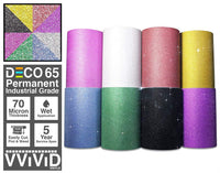 VViViD Deco65 Paquete de vinilo adhesivo multicolor de 100.1 x 4.9 ft, incluye rollo de papel de transferencia de 12.0 x 24.0 in (8 rollos) - Arteztik
