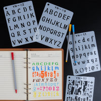 YUEAON 12 plantillas de letras y números para letras A5 Bullet Journal Suministros Scrapbooking Pintura Dibujo Artesanía -5 × 7 pulgadas - Arteztik
