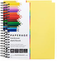 Cuaderno de bocetos 2 unidades, tapa dura encuadernado en espiral, 80 hojas, 74 libras, papel de dibujo sin ácido blanco con perforado 8.5 por 11 en páginas, para artistas profesionales y estudiantes, cubierta negra - Arteztik
