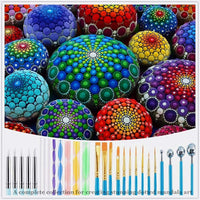 Mandala Dotting Tools con bolsa de almacenamiento con cremallera para rocas de pintura de uñas, BonnII 53 unidades de plantillas kits de bolígrafo de pintura de puntos, herramientas de pintura de bola, lápiz táctil, pinceles, bandeja de pintura para color - Arteztik

