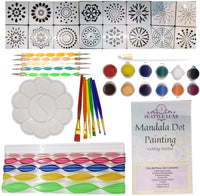 50 PC Mandala Rock Dotting Kit with Paint and Instructions, Mandala Dotting Tools, Rock Painting Kit for Adults, Instructions How to Dot Paint, Dot Painting Tool kit with Storage Bag, Mandala Stencil - Arteztik
