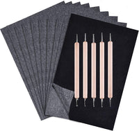 200 hojas de papel de carbono de grafito de papel negro de transferencia de carbono (8.5 x 11.5 pulgadas) de papel de calco con 5 piezas de lápiz de relieve, herramientas de punteado para papel de madera, lienzo de artesanía - Arteztik
