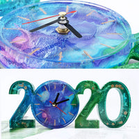 LET'S RESIN 2020 - Moldes de silicona hechos a mano para reloj de resina epoxi, diseño de reloj de decoración del hogar, equipado con mecanismo de movimiento del reloj - Arteztik

