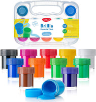 Pintura lavable para niños Daco Brillia, no tóxica, juego de 12 unidades (0,7 oz/tarro), suministros escolares para artes y manualidades - Arteztik
