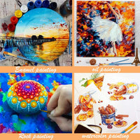 Juego de pinceles de pintura, 2 paquetes de 20 cepillos de nailon para el pelo para acrílico, punta redonda, pintura al óleo, acuarela, artista profesional, pinceles de pintura, kits de pintura de calabaza de Halloween, suministros para manualidades - Arteztik
