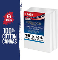 U.S. Art Supply - Lienzo estirado de 18.0 x 24.0 in, 12 onzas, imprimado, paquete de 6, profesional blanco en blanco de 0.7 in, perfil pesado, Gesso sin ácidos, paquete a granel, pintura, vertido de acrílico, pintura al óleo - Arteztik

