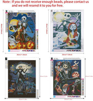 Kit de pintura de diamante 5D para taladro completo, kit de pintura de diamantes de imitación de calavera para adultos y principiantes, decoración del hogar, 15.8 x 11.8 pulgadas (Halloween Skull Jack) - Arteztik
