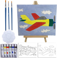 Juego de pintura para niños y caballete – Kit de pintura acrílica de 14 piezas, 6 pinturas lavables no tóxicas, 1 caballete de madera, 2 lienzos pre-tensados de 8 x 10 pulgadas, 3 pinceles, paleta, tabla de colores para mezclar suministros de manualidades - Arteztik
