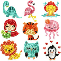 Sinceroduct - Juego de 64 pegatinas de pintura con diamantes 5D para niños y adultos principiantes, pintura en forma de palo marcada con diamantes por números, más lindos animales, dinosaurios, regalo para niños - Arteztik
