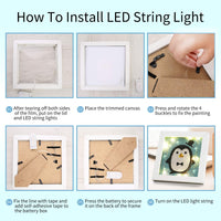 EGV - Kit de pintura de diamante para niños de 6 x 6 pulgadas, kit de pintura de perforación completa 5D por número con marco de madera blanco y LED, fácil de bricolaje, pintura de pingüino de punto de diamante, juego de arte y manualidades para principia - Arteztik
